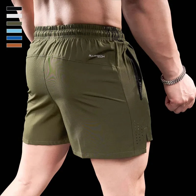 Men's Polyester Solid Pattern Breathable Fitness Sports Short