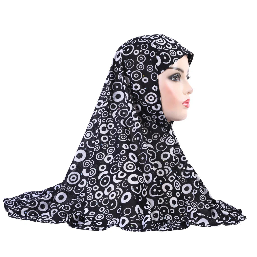 Women's Arabian Polyester Headwear Printed Pattern Casual Hijabs