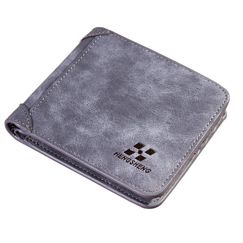 Men's PU Leather Hasp Closure Solid Pattern Bifold Short Wallets
