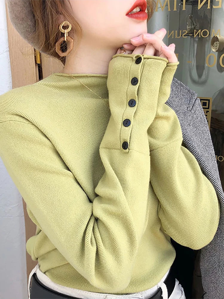 Women's Acrylic Turtleneck Long Sleeves Casual Wear Sweaters