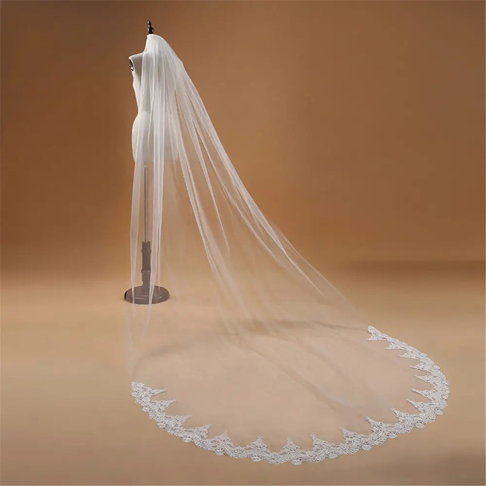 Women's Polyester Applique Edge One-Layer Bridal Wedding Veils