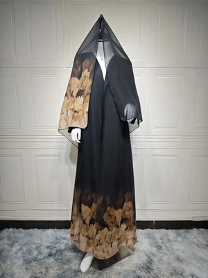 Women's Arabian Polyester Full Sleeve Printed Pattern Casual Abaya