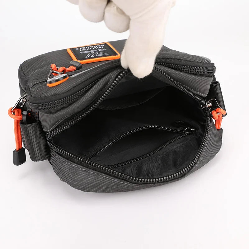 Men's Nylon Zipper Closure Letter Pattern Crossbody Shoulder Bag