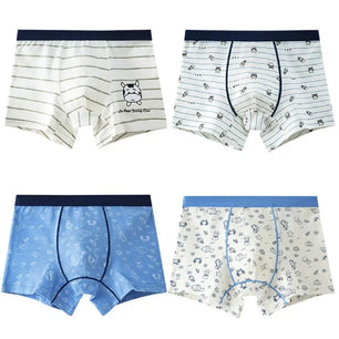 Kid's Boys 4Pcs Cotton Quick-Dry Printed Pattern Underwear Shorts