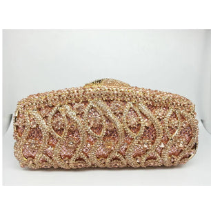 Women's Metallic Hasp Closure Rhinestone Bridal Wedding Clutch