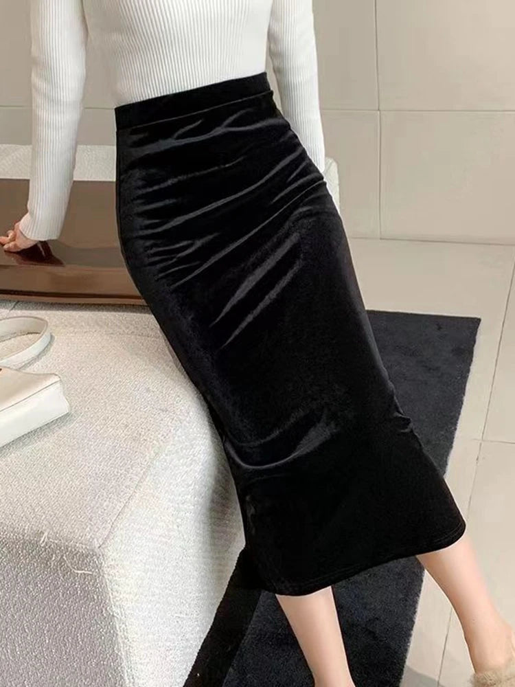 Women's Polyester High Waist Solid Pattern Casual Wear Skirts