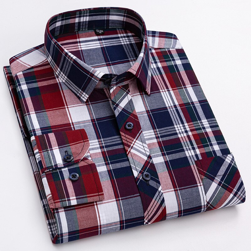 Men's Cotton Turn-Down Collar Long Sleeves Single Breasted Shirt