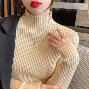 Women's Acrylic Turtleneck Full Sleeves Knitted Pullover Sweater