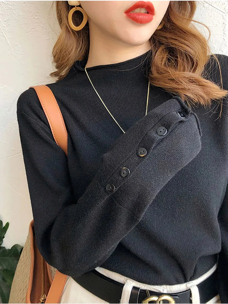 Women's Acrylic Turtleneck Long Sleeves Casual Wear Sweaters