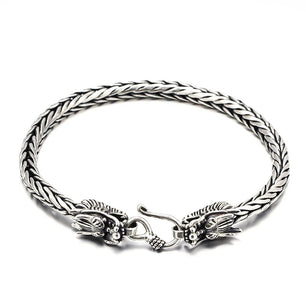 Men's 100% 925 Sterling Silver Vintage Dragon Heads Bracelet