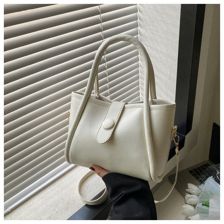 Women's PU Leather Hasp Closure Luxury Shoulder Casual Tote Bag