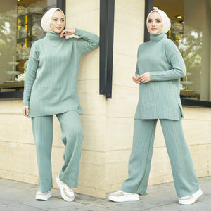 Women's Arabian Acrylic Full Sleeve Solid Pattern Casual Dress