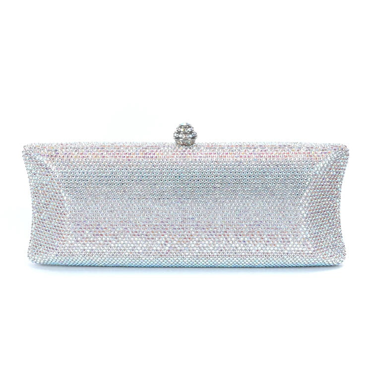 Women's Metallic Hasp Closure Rhinestone Evening Wedding Clutch