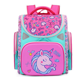 Kid's Girls Polyester Zipper Closure Unicorn Pattern School Backpack