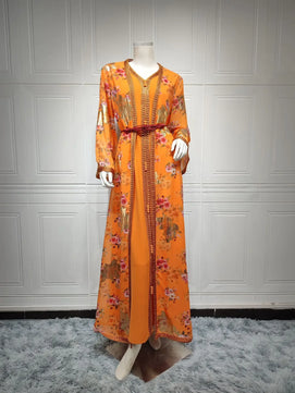 Women's Arabian Polyester Full Sleeve Floral Casual Dresses