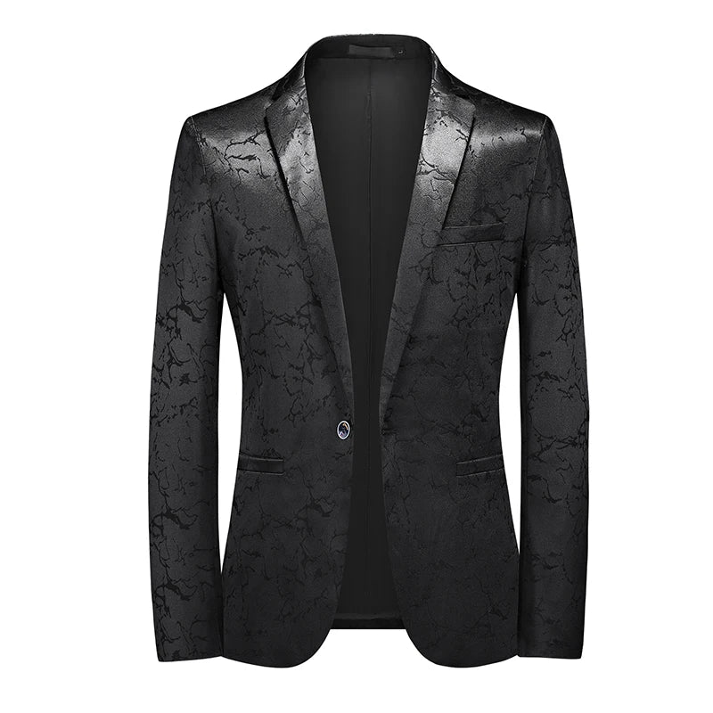 Men's Polyester Full Sleeve Single Breasted Closure Printed Blazer