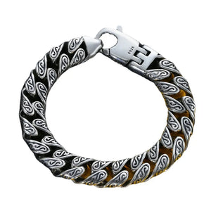 Men's 100% 925 Sterling Silver Geometric Pattern Ethnic Bracelet