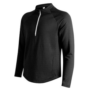 Men's Polyester O-Neck Long Sleeves Solid Pattern Sport Shirt