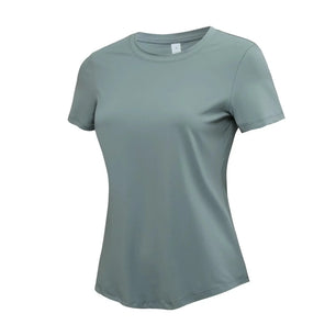 Women's Polyester Short Sleeve Breathable Plain Pattern Yoga Shirt