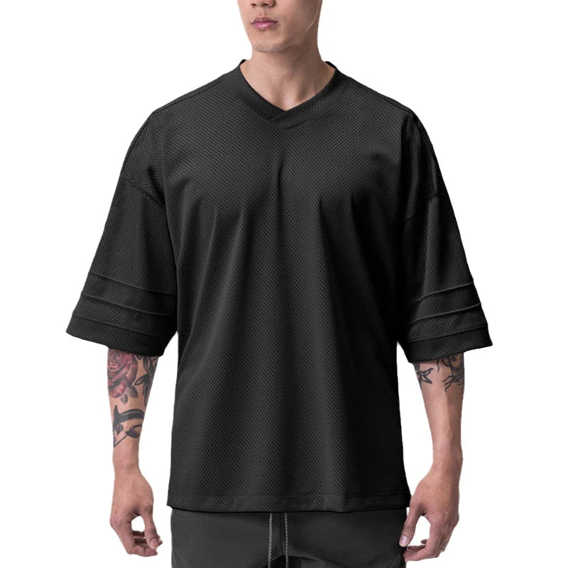 Men's Polyester Short Sleeve Pullover Closure Sportswear T-Shirt