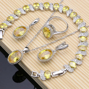 Women's 925 Sterling Silver Zircon Geometric Trendy Jewelry Set