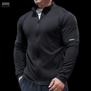 Men's Polyester Full Sleeve Solid Pattern Zipper Closure Jacket