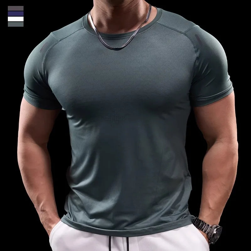 Men's Polyester Short Sleeve Pullover Closure Sportswear T-Shirt