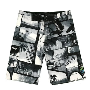 Men's Polyester Drawstring Closure Printed Swimwear Beach Shorts