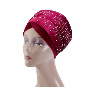 Women's Arabian Polyester Head Wrap Beaded Pattern Casual Hijabs