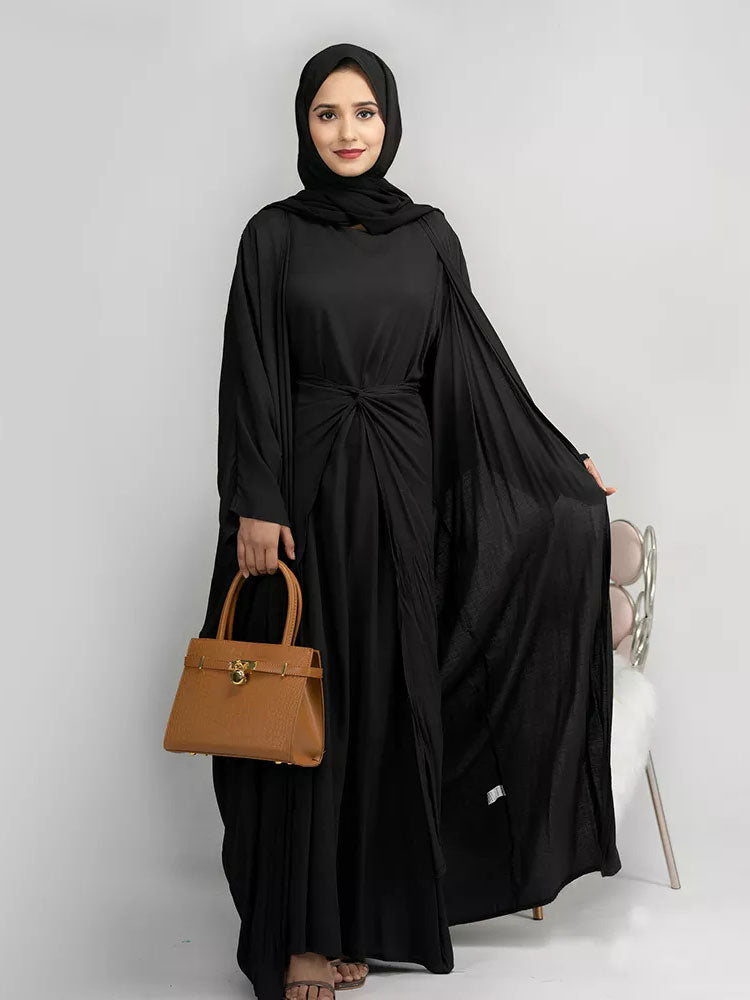 Women's Arabian Polyester Full Sleeve Solid Pattern Casual Abaya