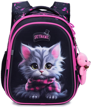 Kid's Girl Nylon Zipper Closure Cartoon Pattern School Backpack