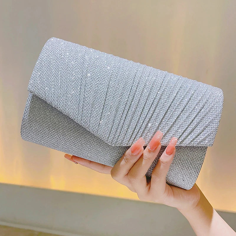 Women's Polyester Hasp Closure Sequined Classic Wedding Clutch