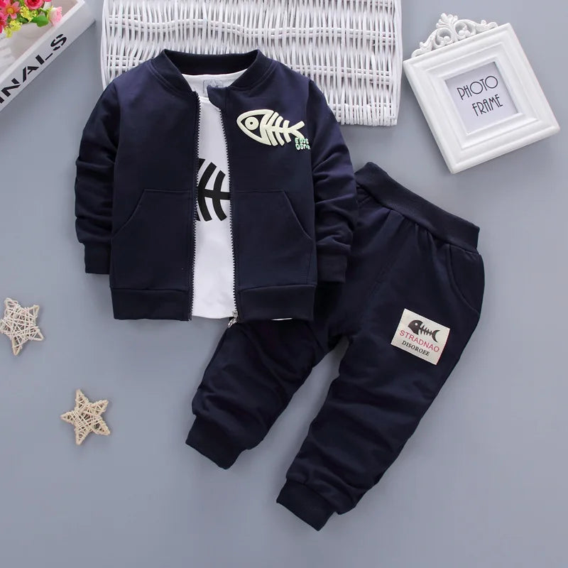 Kid's Polyester Long Sleeves Zipper Closure Printed Clothes