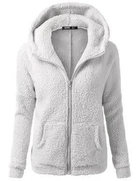 Women's Polyester Long Sleeves Solid Pattern Zipper Hooded Jacket