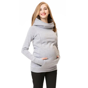 Women’s Cotton Long Sleeves Solid Breastfeeding Maternity Top