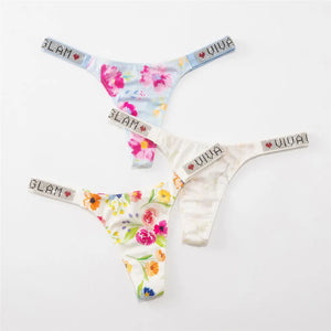 Women's 3 Pcs Cotton Low Waist Breathable Printed Pattern Panties