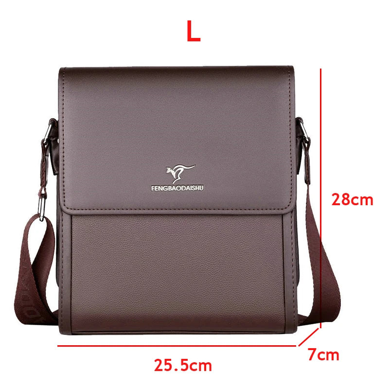 Men's PU Leather Cover Closure Solid Pattern Elegant Shoulder Bag