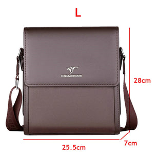 Men's PU Leather Cover Closure Solid Pattern Elegant Shoulder Bag