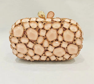 Women's Metallic Hasp Closure Pearl Pattern Trendy Wedding Clutch