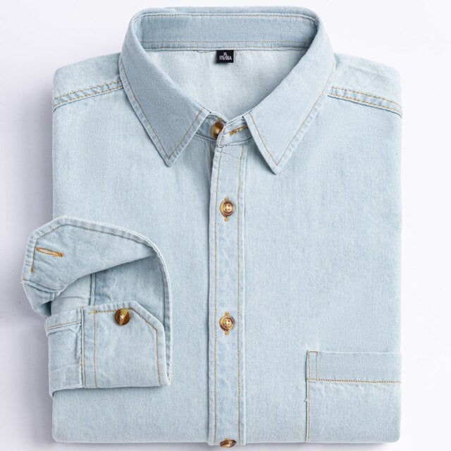 Men's Cotton Turn-Down Collar Single Breasted Casual Wear Shirt