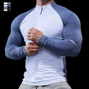 Men's Polyester Long Sleeve Pullover Closure Casual T-Shirt