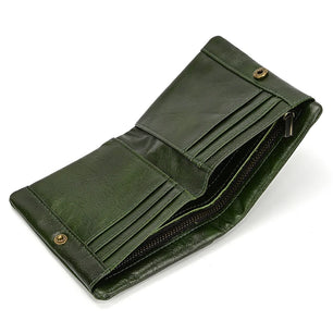 Men's Genuine Leather Solid Pattern Card Holder Trendy Wallets