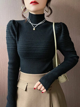 Women's Polyester Turtleneck Full Sleeves Solid Pattern Sweater