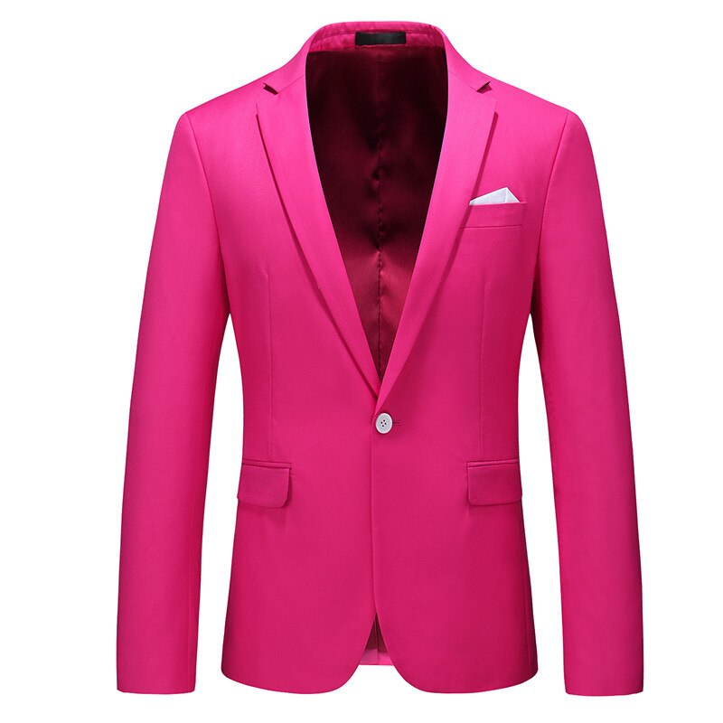 Men's Polyester Notched Collar Long Sleeve Single Breasted Blazer