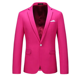 Men's Polyester Notched Collar Long Sleeve Single Button Blazers