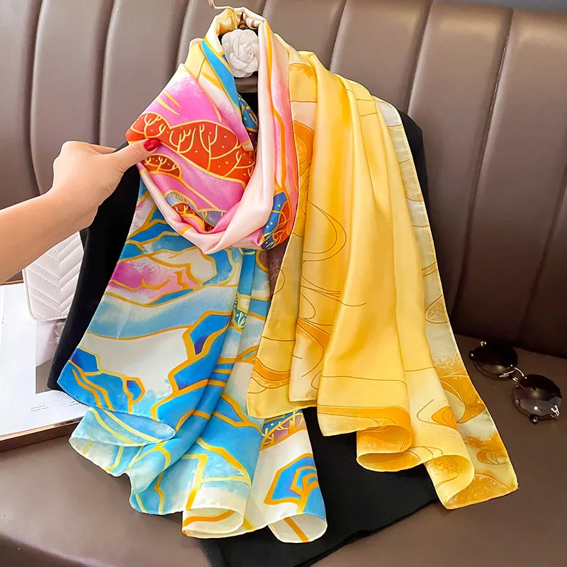 Women's Silk Neck Wrap Printed Pattern Trendy Beach Scarves