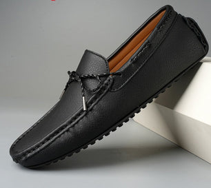 Men's Genuine Leather Round Toe Slip-On Closure Casual Wear Shoes