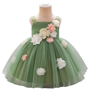 Kid's Girl Polyester Sleeveless Floral Pattern Princess Dress