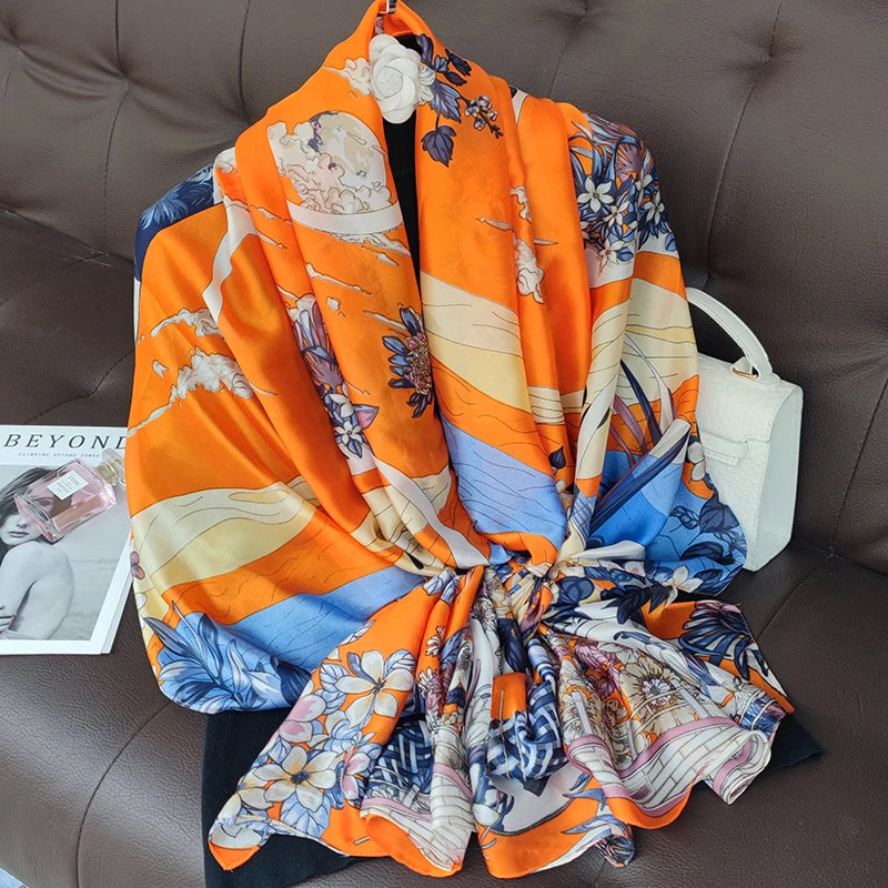 Women's Polyester Neck Wrap Printed Pattern Trendy Beach Scarves