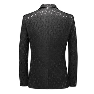 Men's Polyester Full Sleeve Single Breasted Closure Printed Blazer